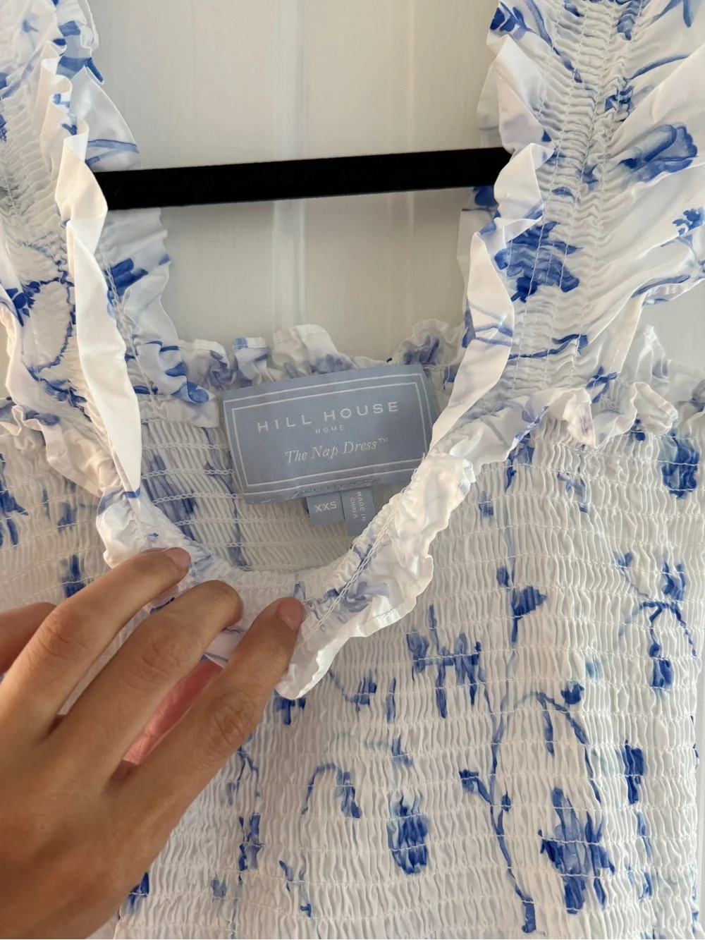 Hill House White and Blue Floral Smocked Sundress
